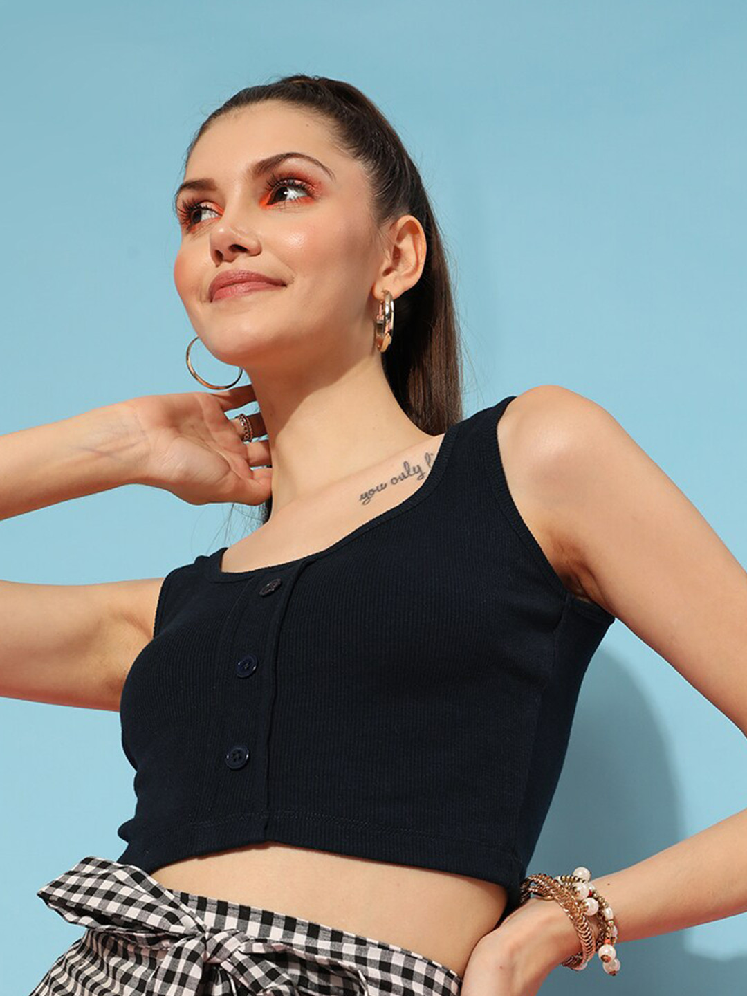 STREET 9 Deep Navy Blue Solid Top