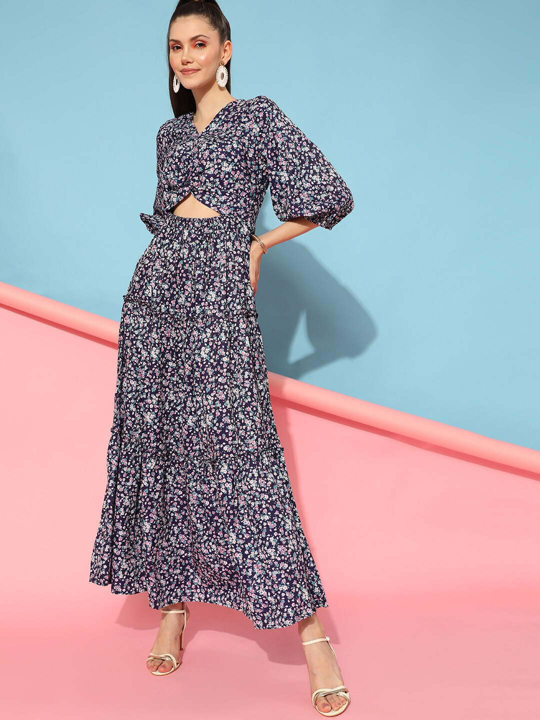 STREET 9 Women Elegant Blue Floral Dress