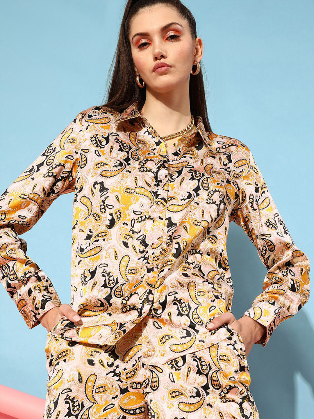STREET 9 Women Bright Yellow Floral Shirt