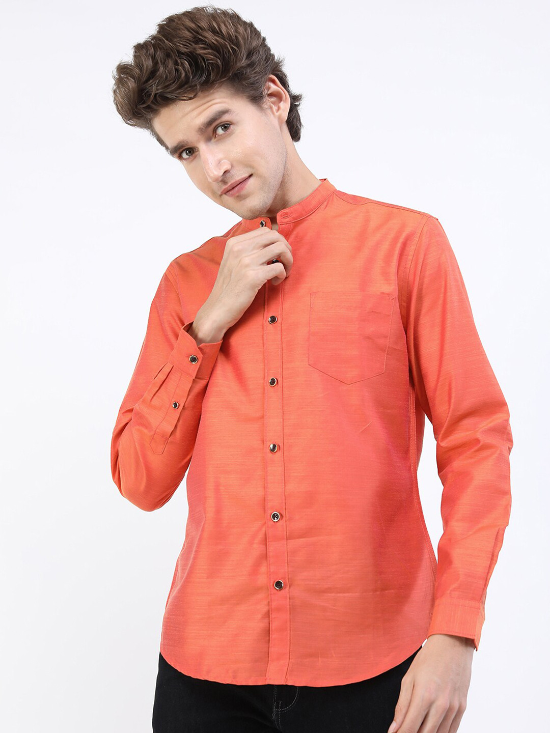 KETCH Men Orange Slim Fit Casual Shirt