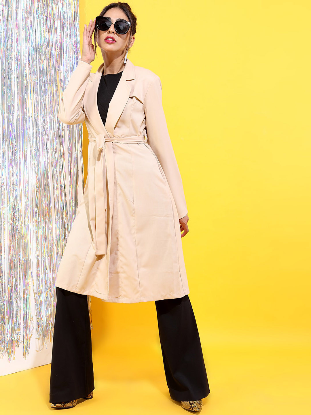 Tokyo Talkies Women Classy Beige Solid Coat