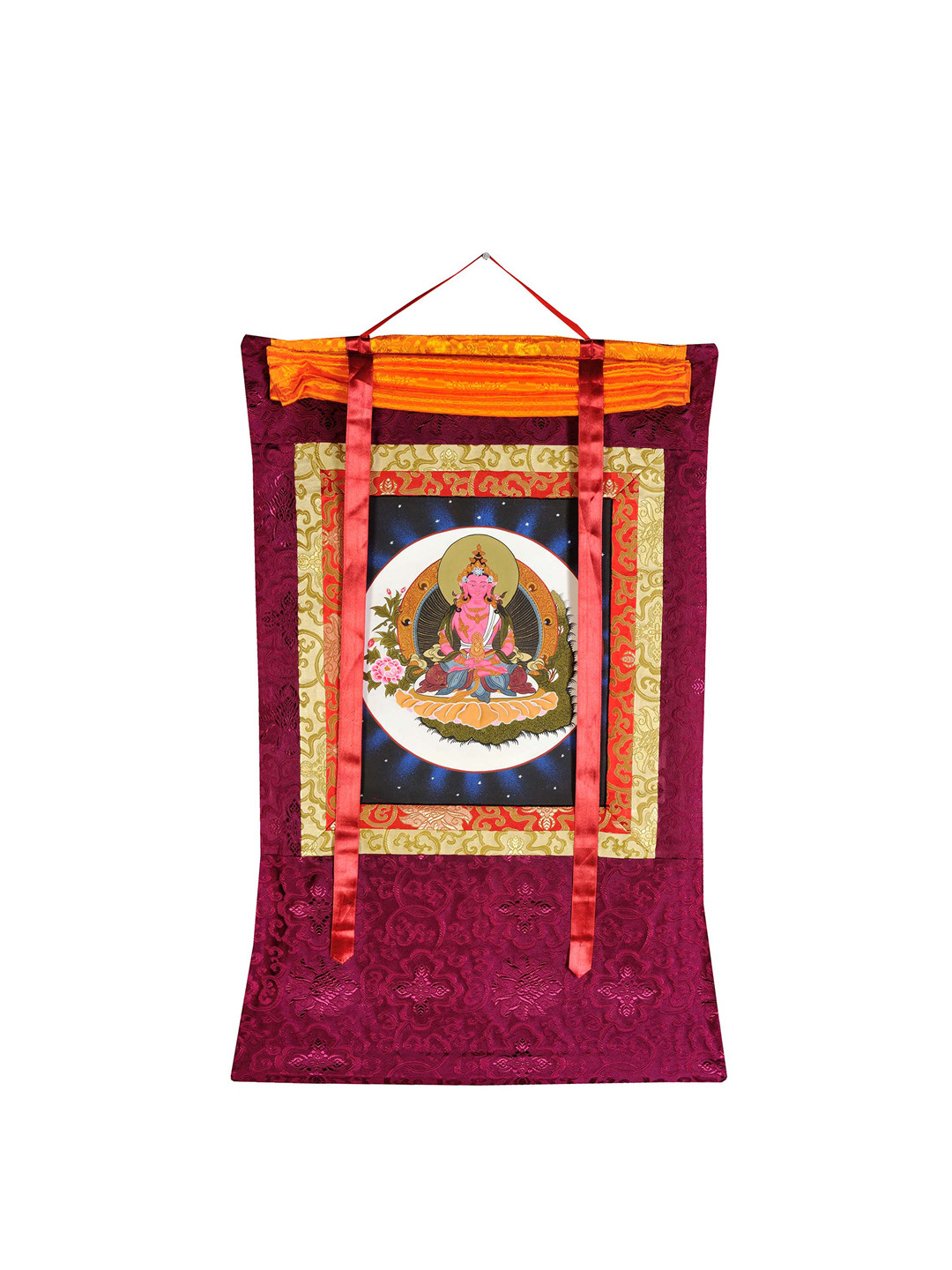 ExoticIndia Tibetan Buddhist Paper Wall Rectangle Paintings Wall Art - 32.28 x 19.68In