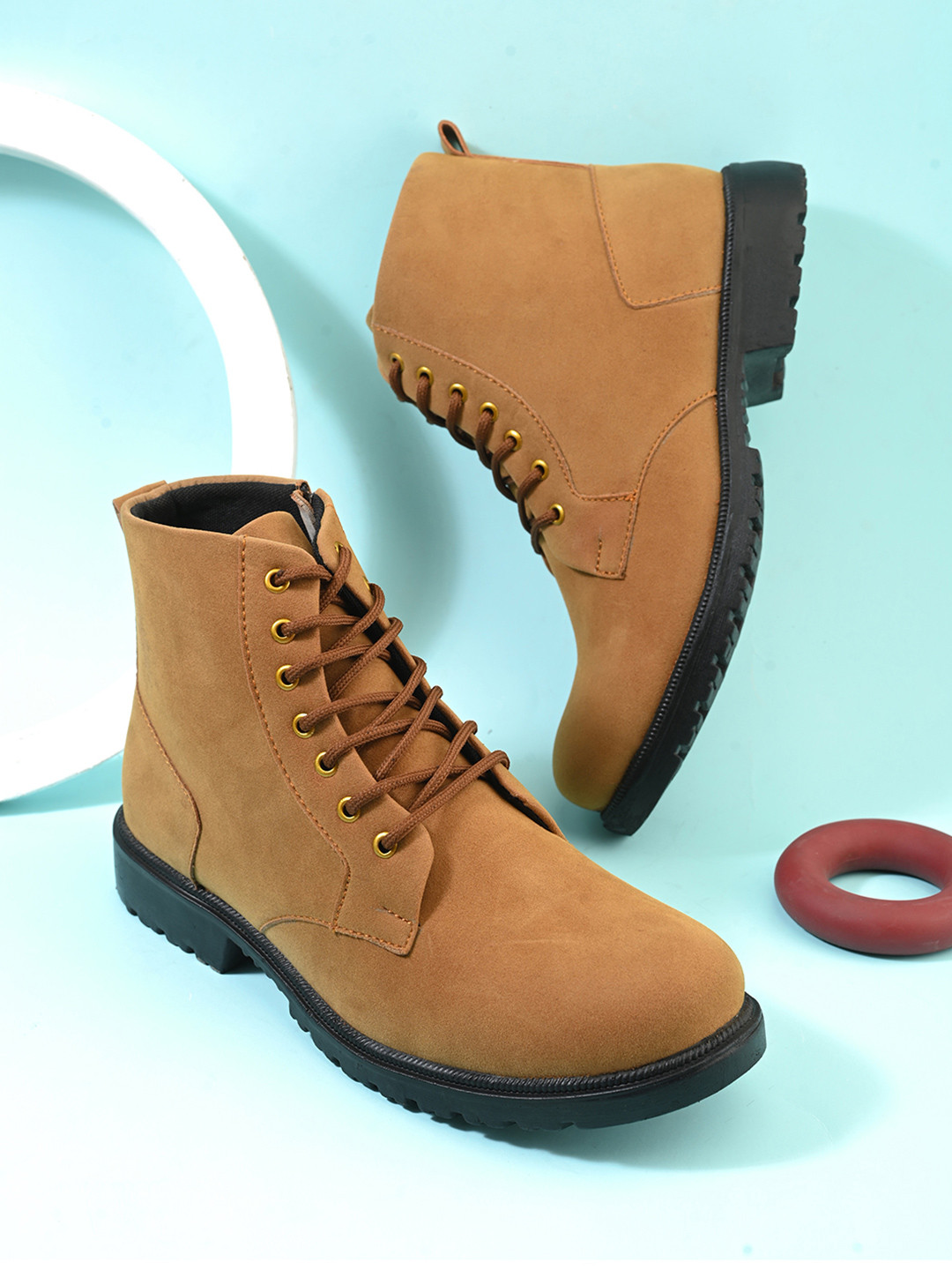 Big Fox Men Tan-Coloured Solid Regular Boots