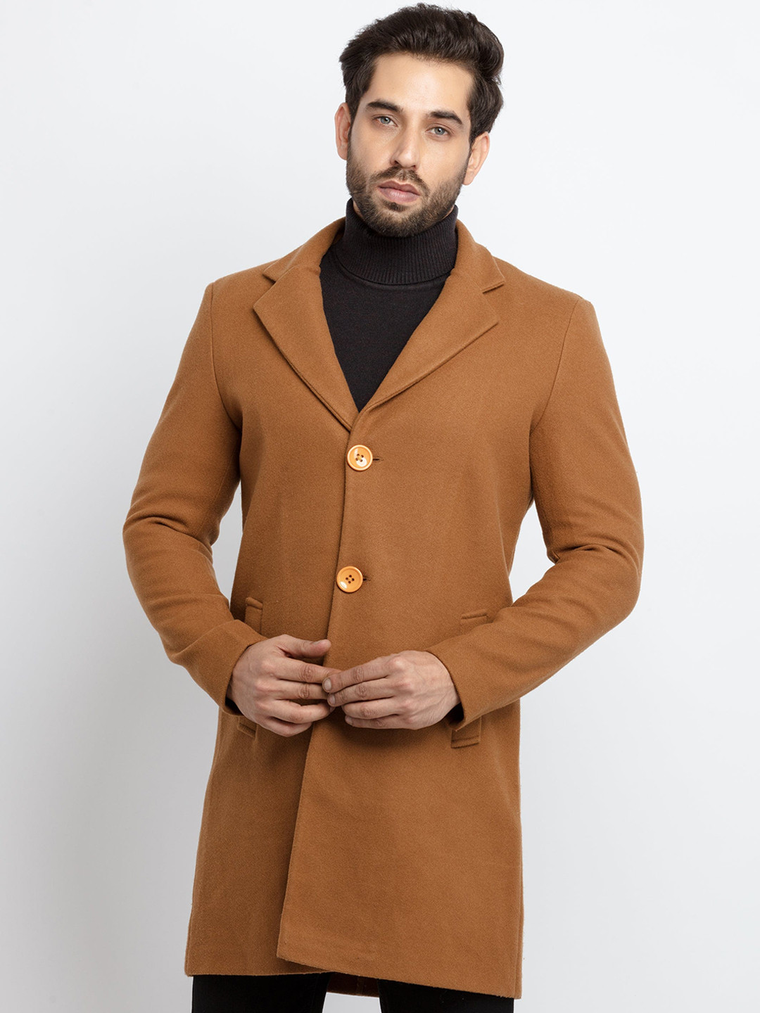 Status Quo Men Tan Longline Tailored Jacket