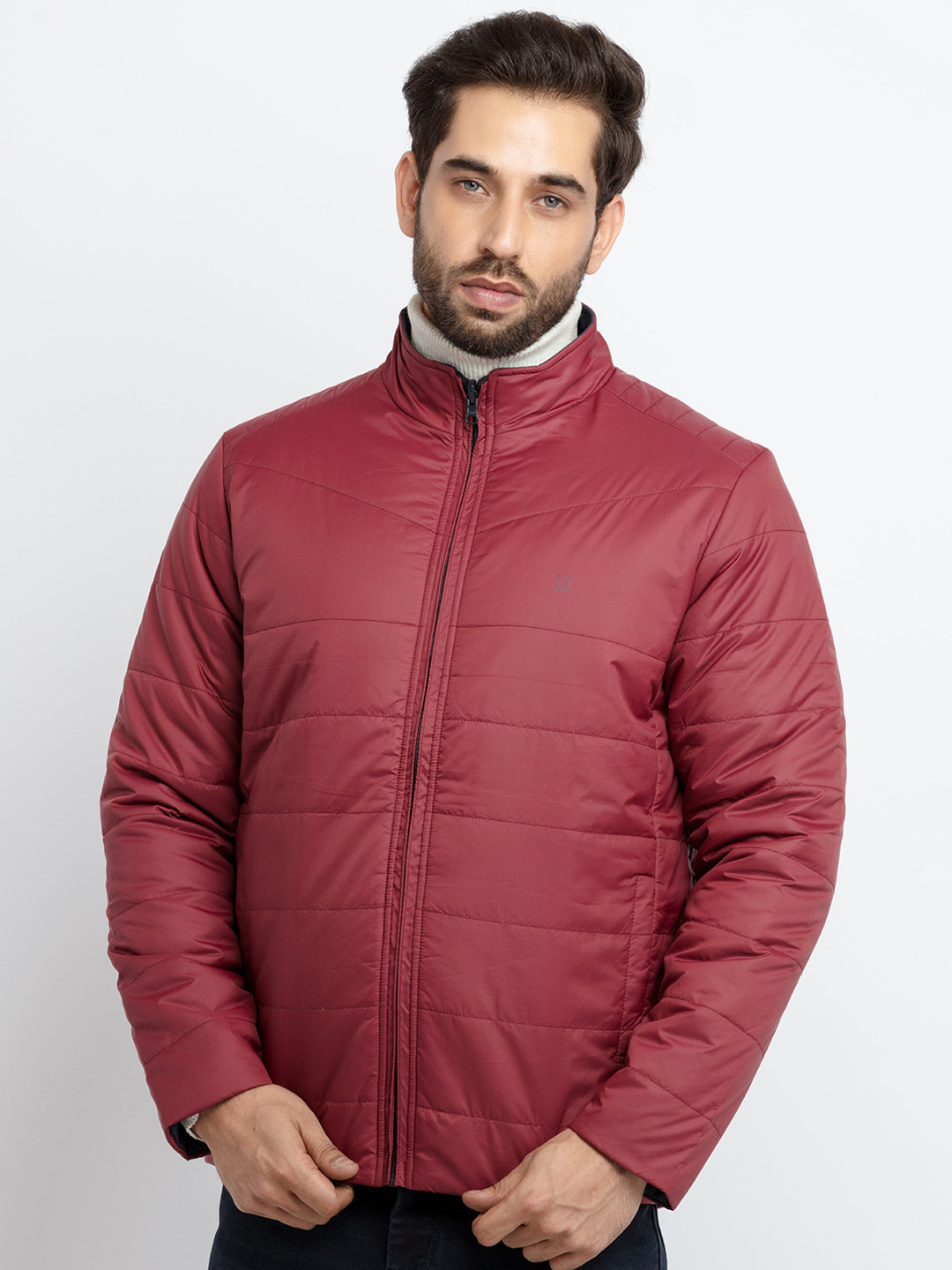 Status Quo Men Maroon Polyester Puffer Jacket