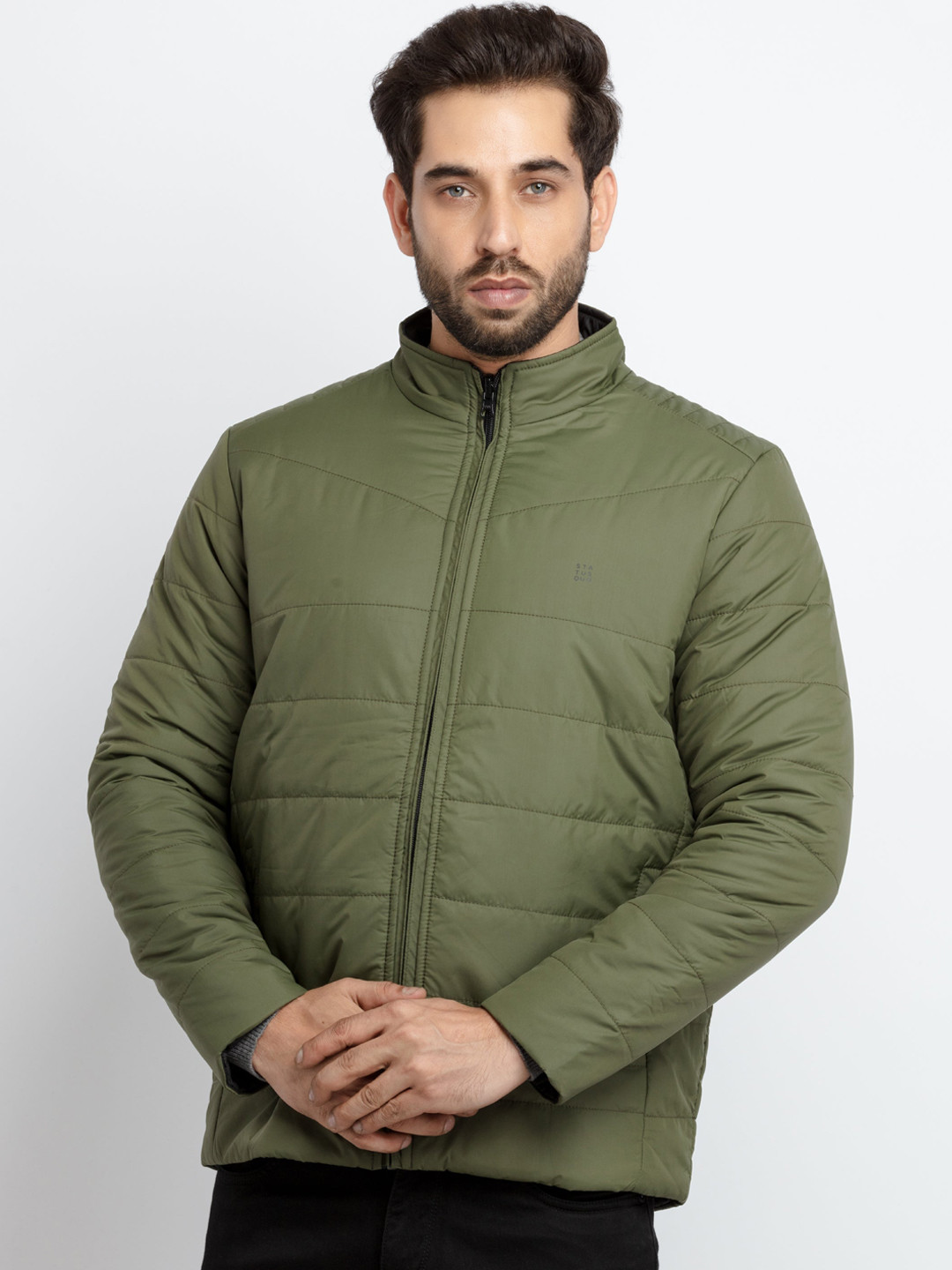 Status Quo Men Olive Green Padded Jacket