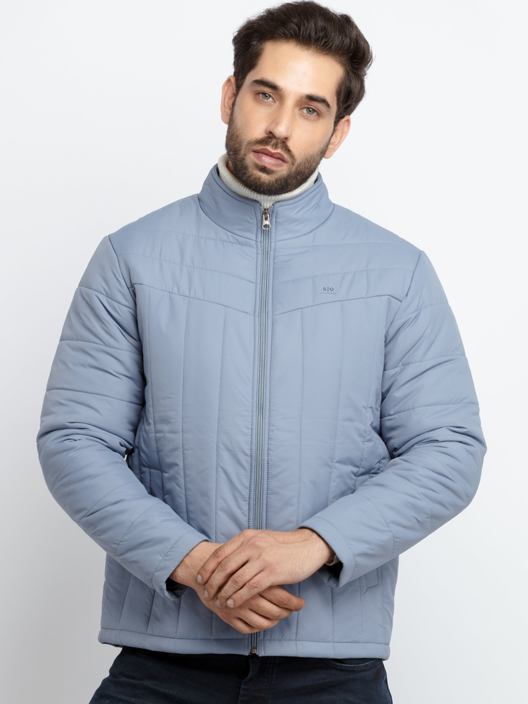 Status Quo Plus Size Men Blue Quilted Jacket