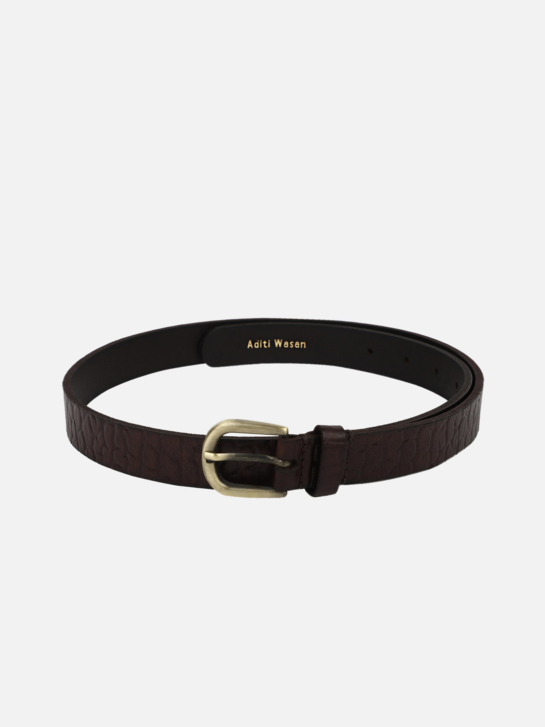 Aditi Wasan Women Coffee Brown Textured Leather Formal Belt