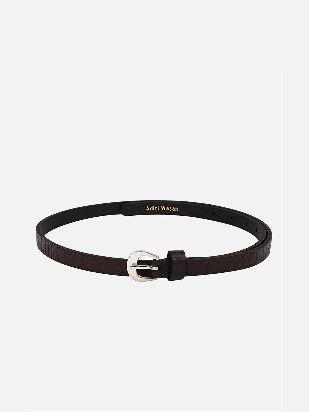 Aditi Wasan Women Coffee Brown Textured Leather Belt
