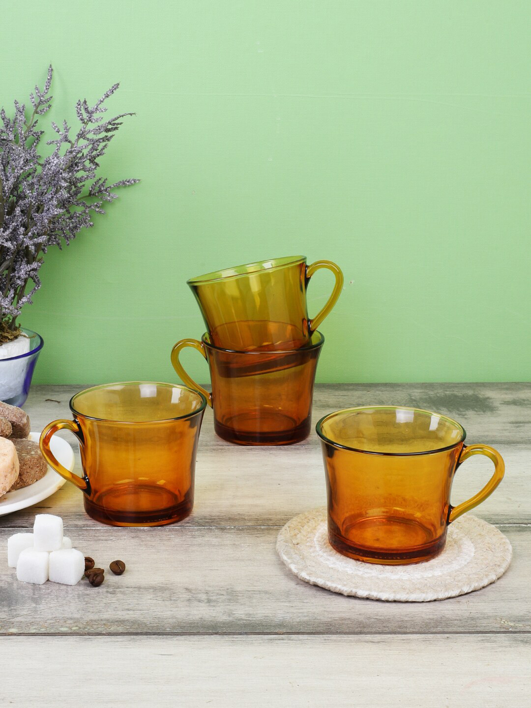 DURALEX Sorry Theme Brown Glass Microwave Safe 6 Piece Cups-180ml