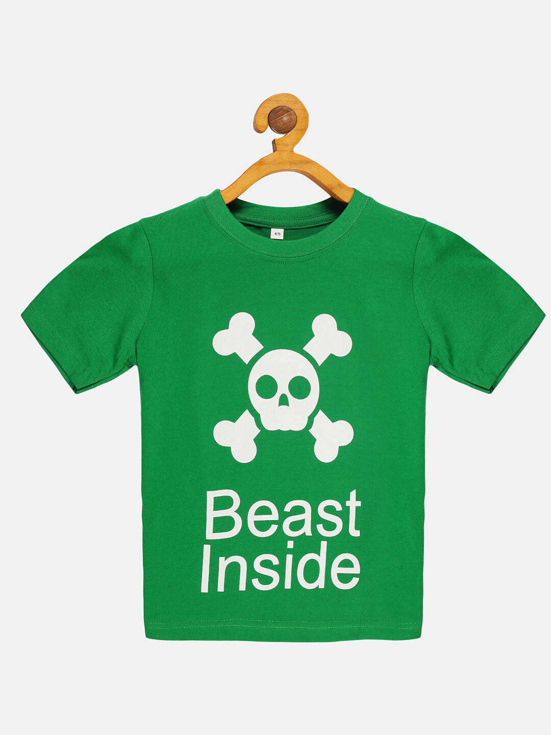 OBOW Boys Green Printed Bio Finish Cotton T-shirt