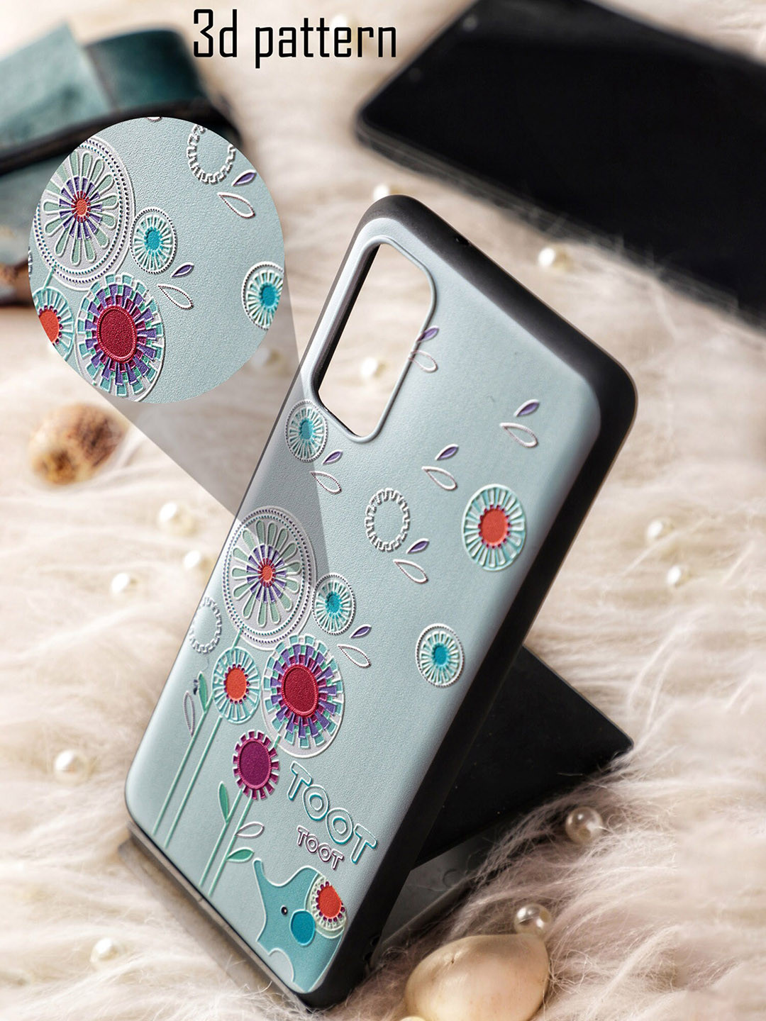 DOOBNOOB Turquoise Blue Elephant Dandelion 3D Patterned Samsung Galaxy S21 Back Case