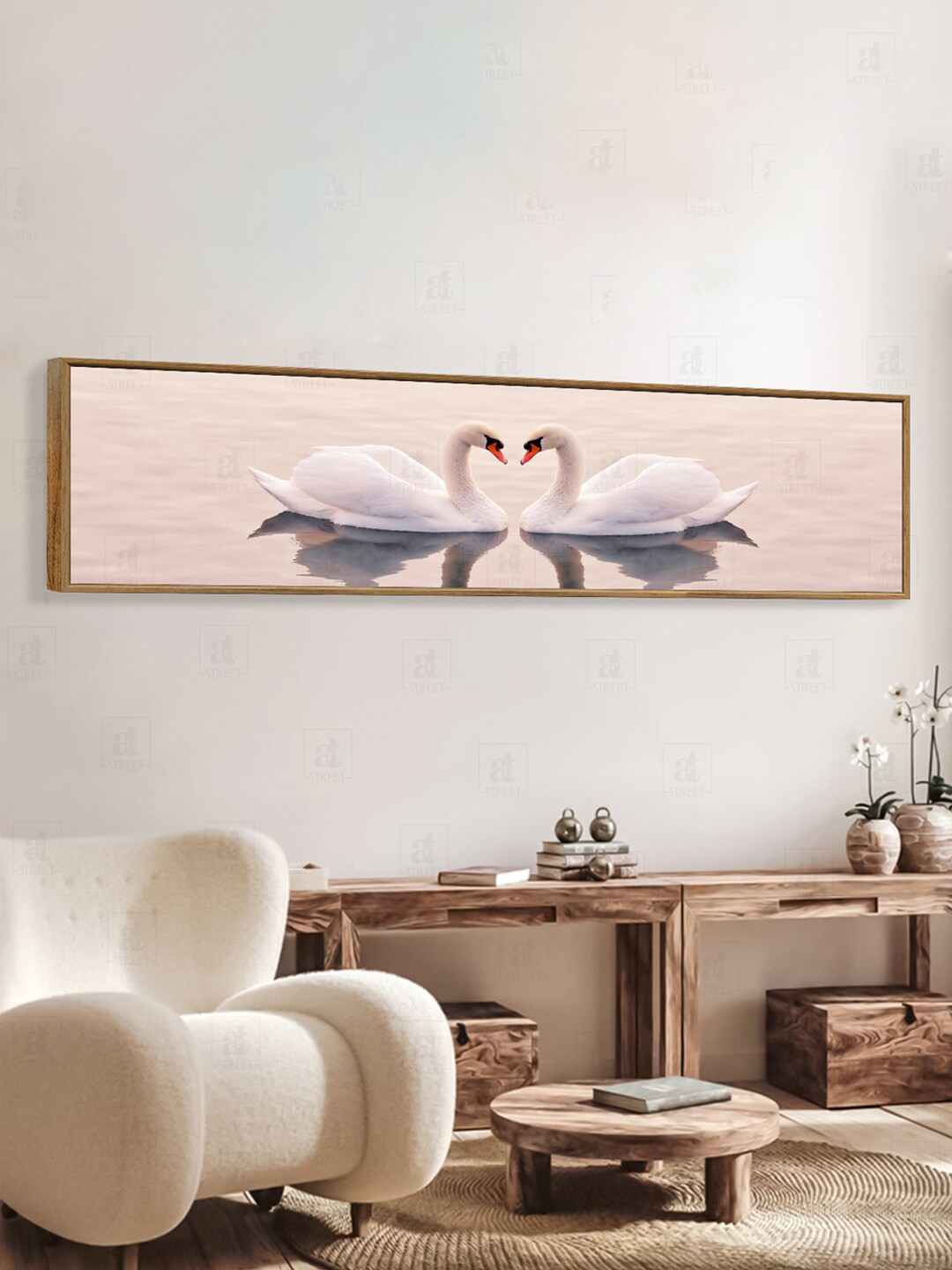 Art Street White Canvas Wall Living Room Rectangle Paintings Wall Art -12.99 x 7.09In