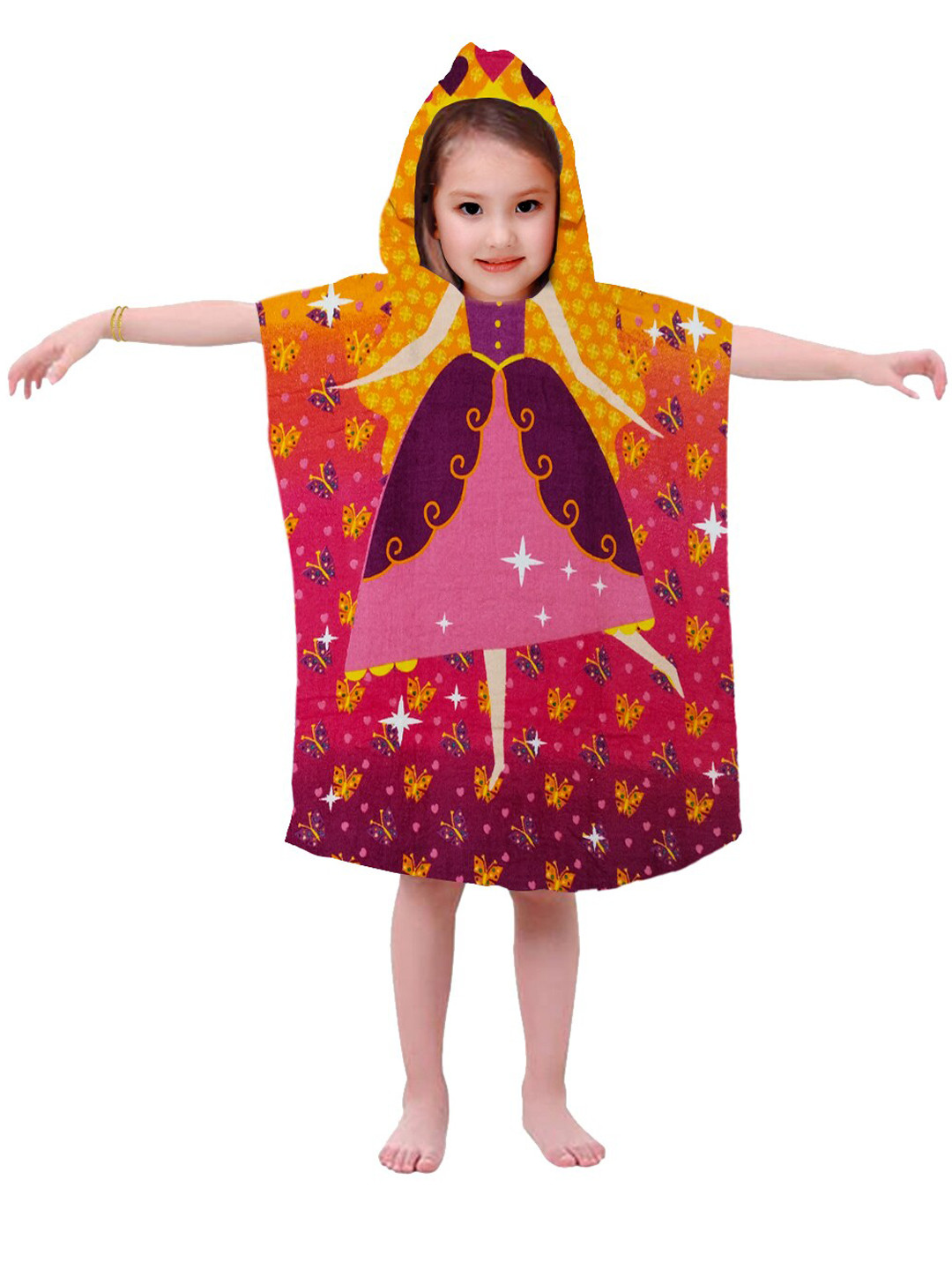 Athom Trendz Princess Party Cotton 350GSM Super Soft Kids Thin Bath Towel-24x47In