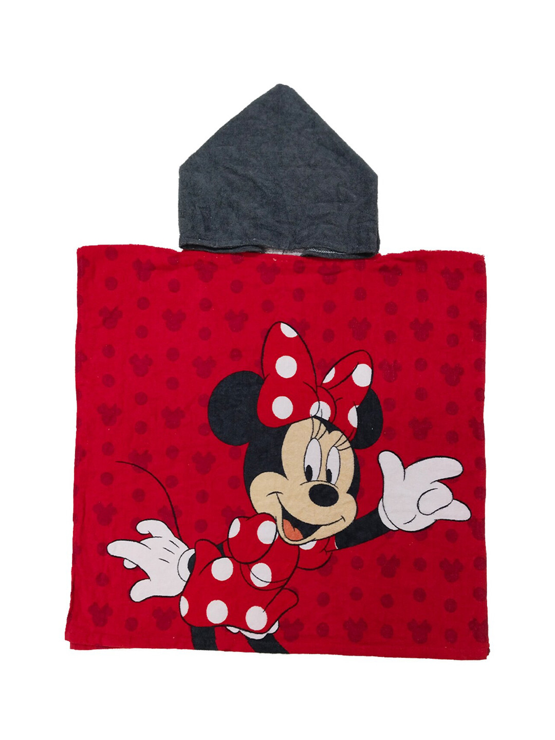 Athom Trendz Kids Red & Black Printed 350 GSM Cotton Hooded Bath Towel
