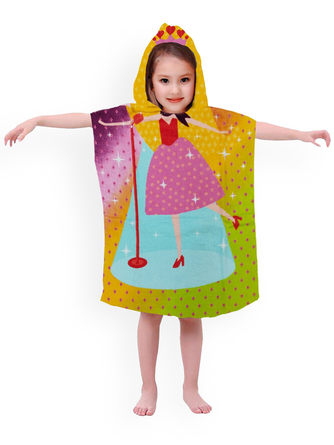 Athom Trendz Blue & Mustard Printed 350 GSM Cotton Bath Towel