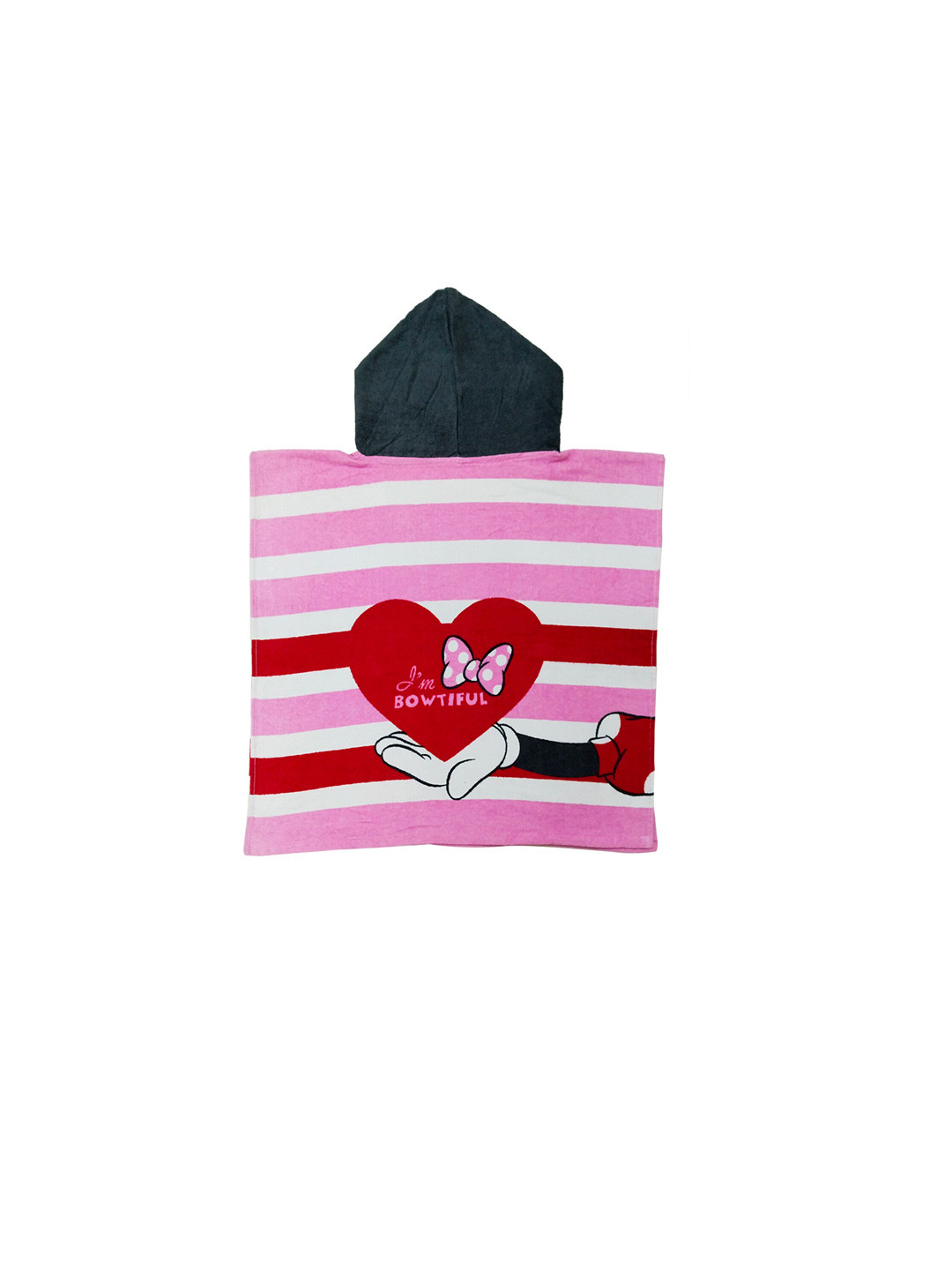 Athom Trendz Kids Pink & Red Printed 350 GSM Cotton Hooded Bath Towel