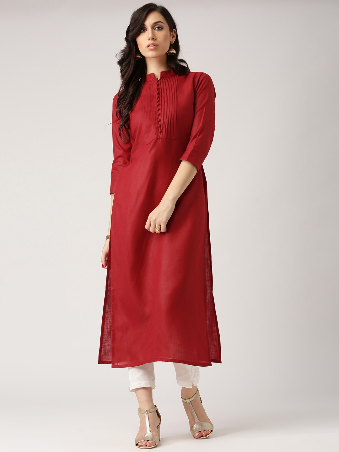 Maroon Straight kurthi Rs.899+$ Chiffon duppata with 2 side cotton borders  Rs.150 . Length 42” Sleeve 16” With lining . Sizes can be…