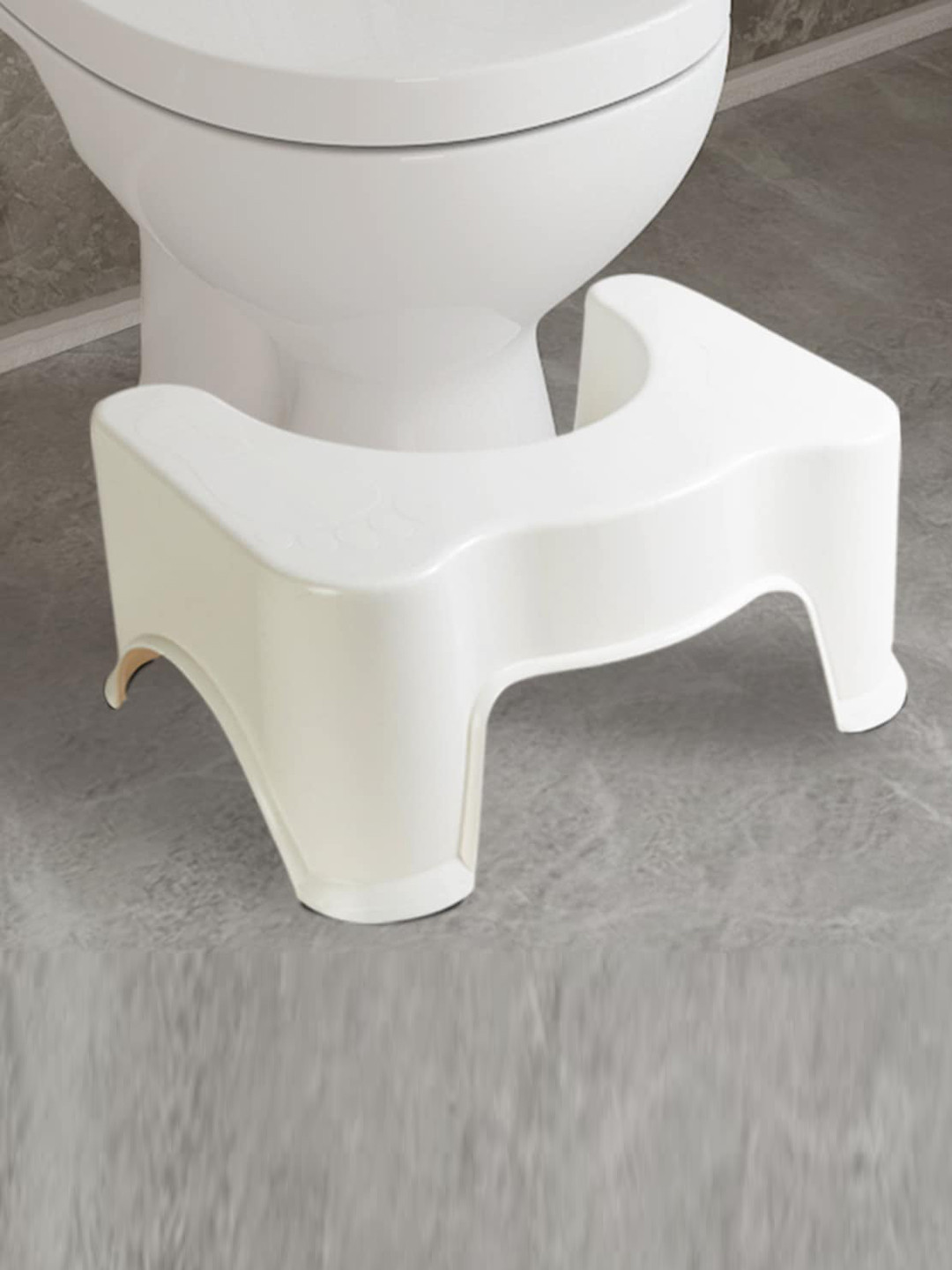 Home Centre White Solid Abstract Shaped Bath Stool