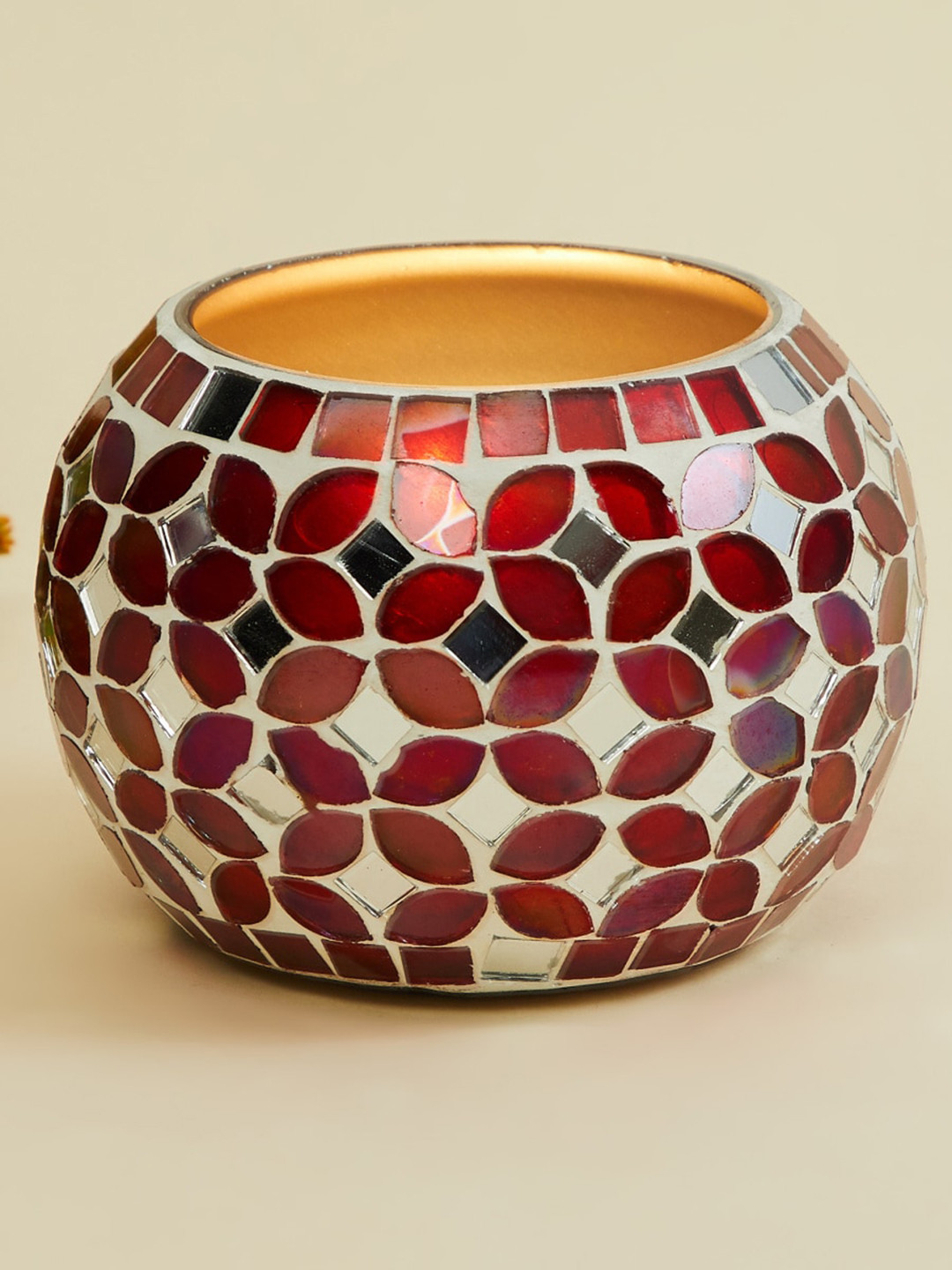 Home Centre Red Corsica Mosaic Glass Vase