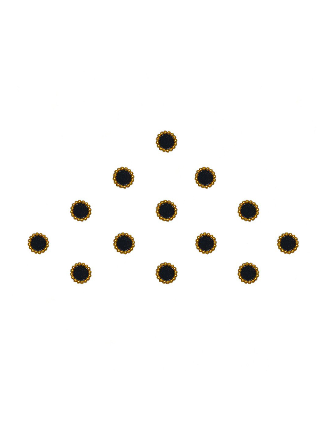 Comet Busters 13 Pcs Reusable Circular Beaded Designer Bindis - Black & Gold-Toned