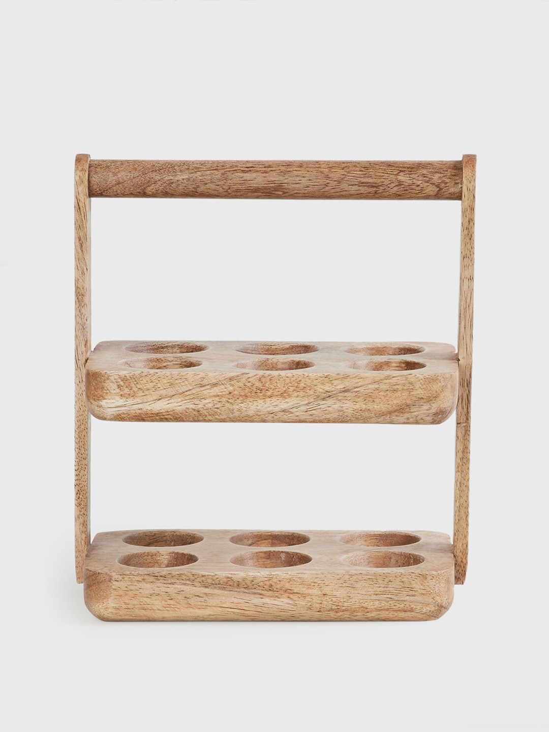 Home Centre Brown Solid Wooden 2-Tier Egg Tray