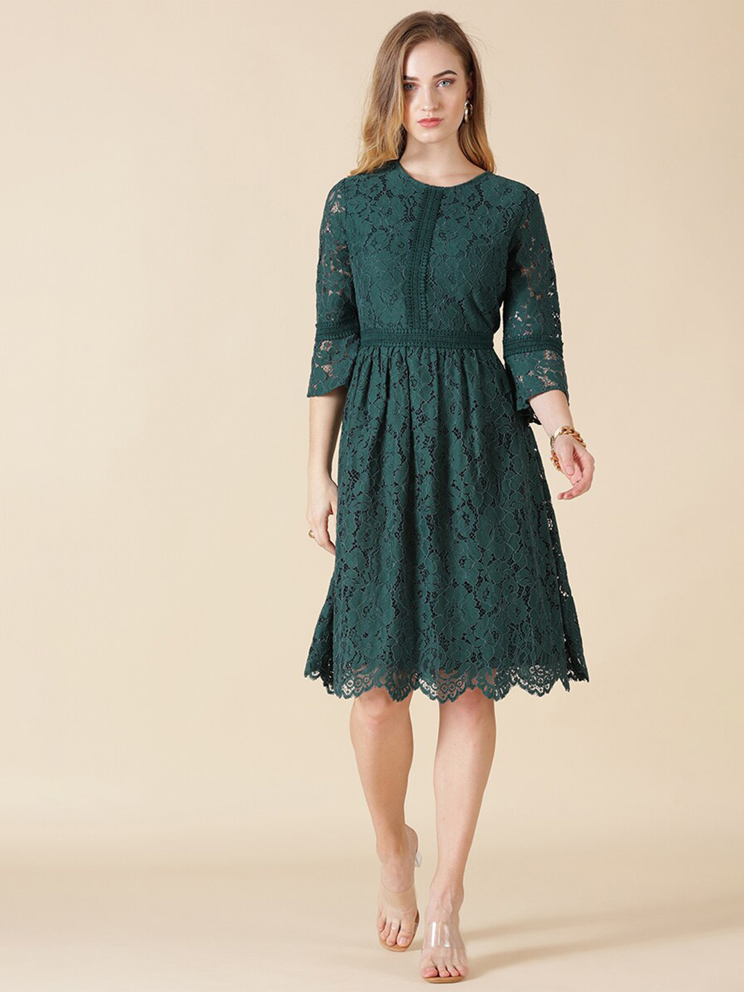 Gipsy Green Self Design Dress