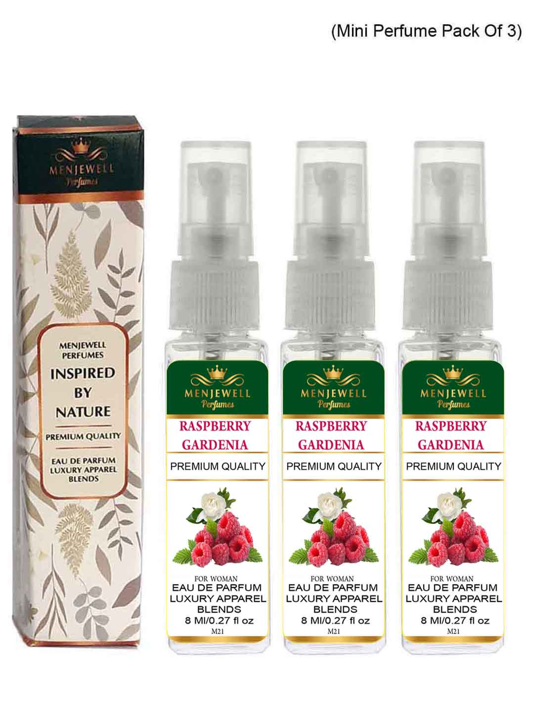 Menjewell Set Of 3 Raspberry Gardenia Eau De Parfum