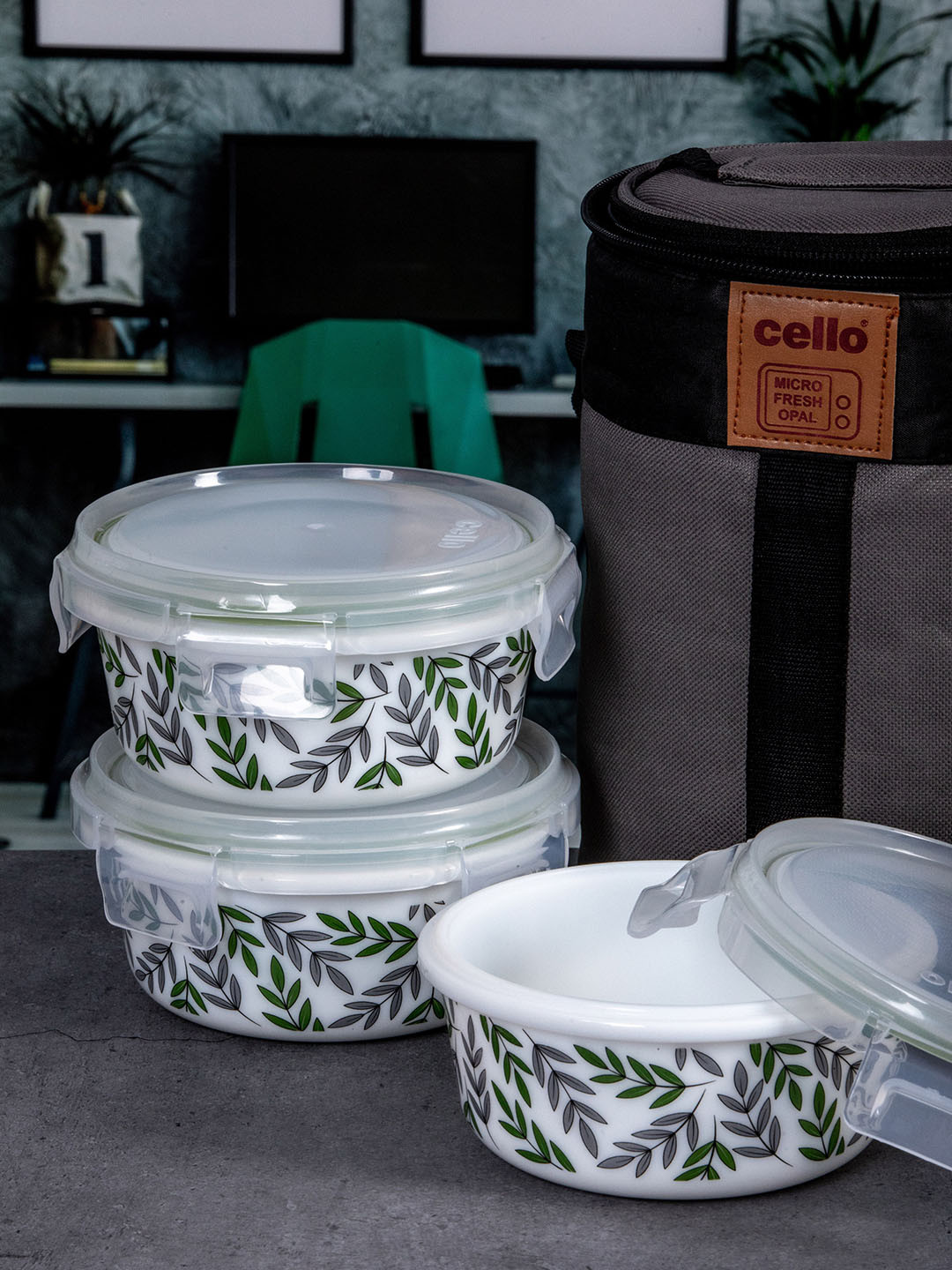 Cello Set Of 3 Dishwasher Safe Opalware Imperial Lunch Box with Jacket 440ml Each