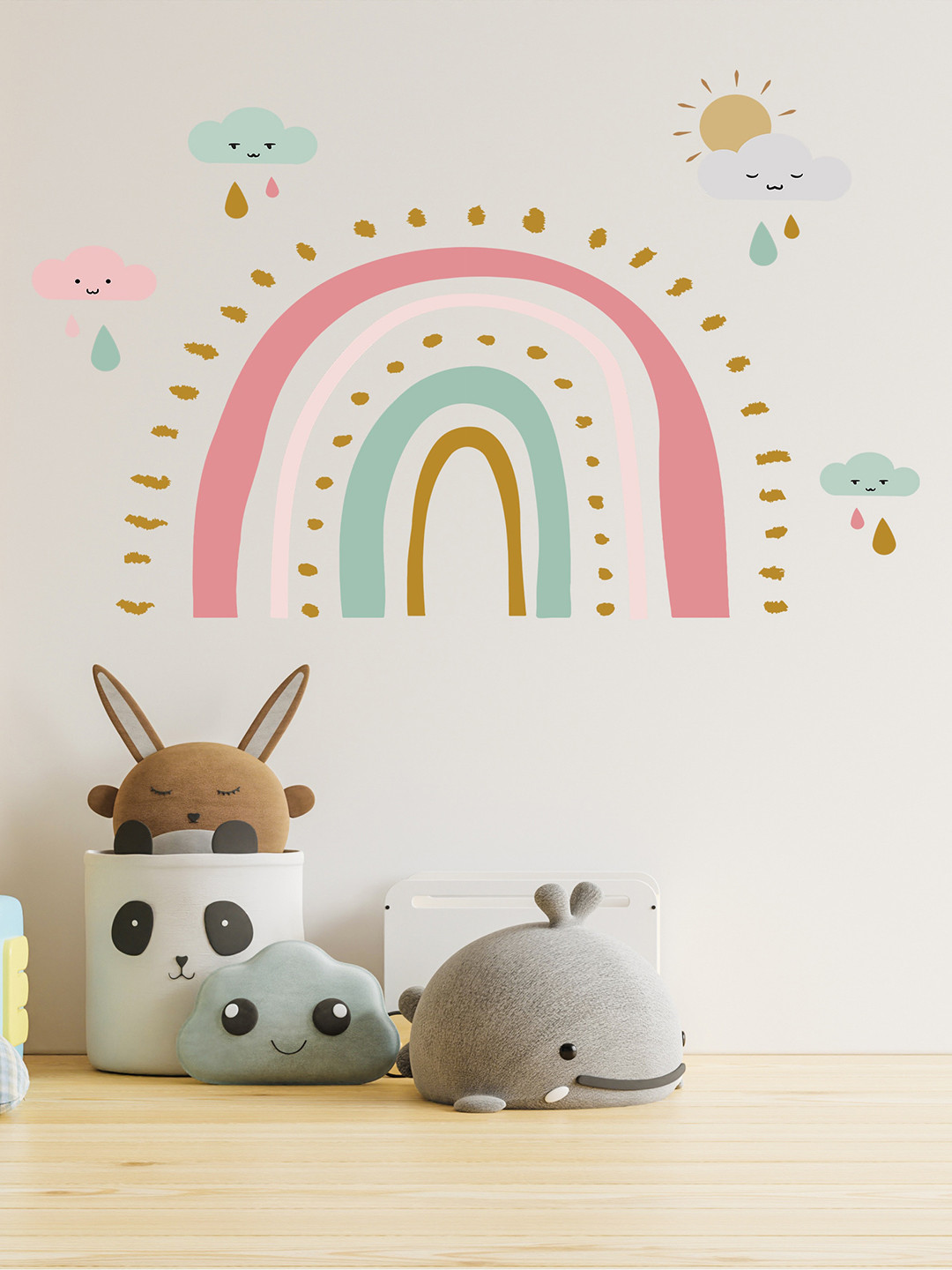 RANGOLI Kids Pink & Green Doodle Rainbow Wall Sticker