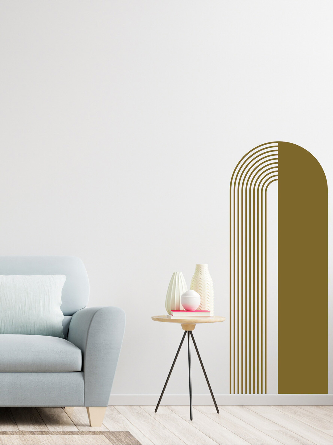 RANGOLI Mustard Yellow Aesthetic Curve Wall Sticker