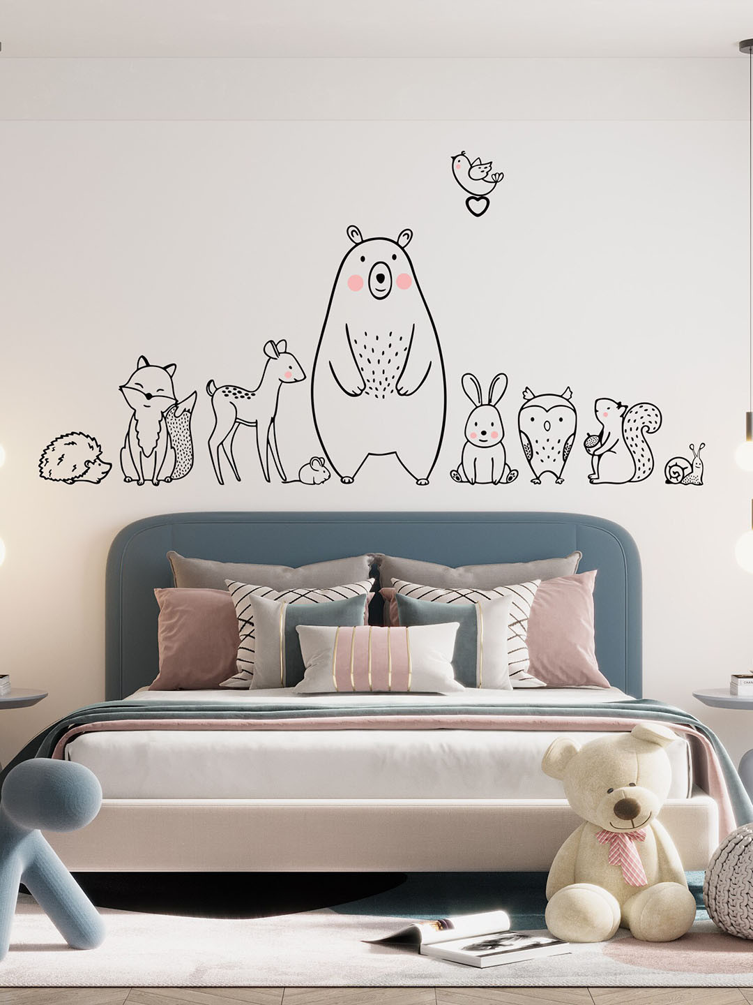 RANGOLI Kids Black Animal Party Design Wall Sticker