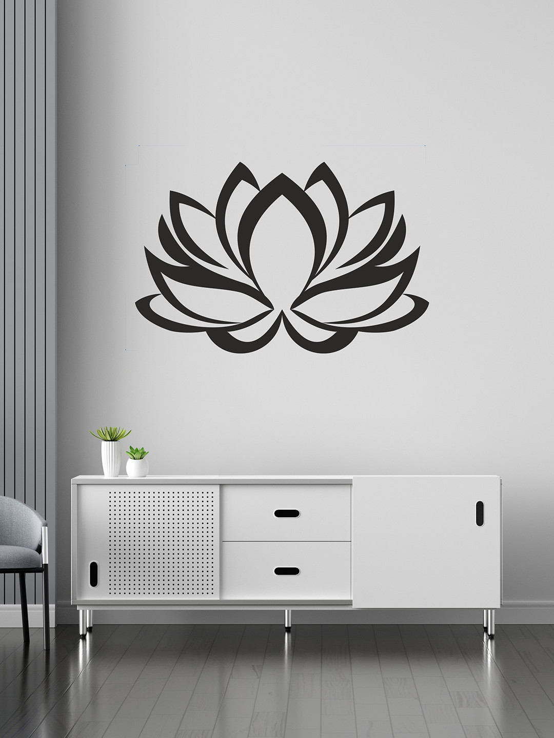 RANGOLI Black Lotus Design Wall Sticker