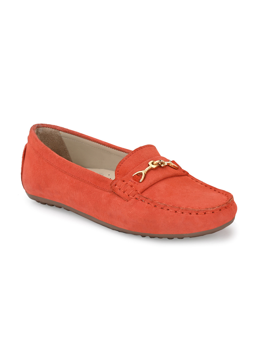 CARLO ROMANO Women Orange Printed Suede Loafers