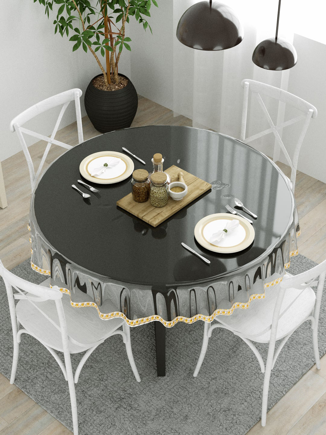 Clasiko Gold-Toned Solid 4 Seater Table Covers
