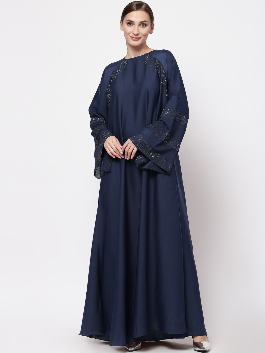 KLOTTHE Women Blue Embellished Abaya Burqa With Hijab