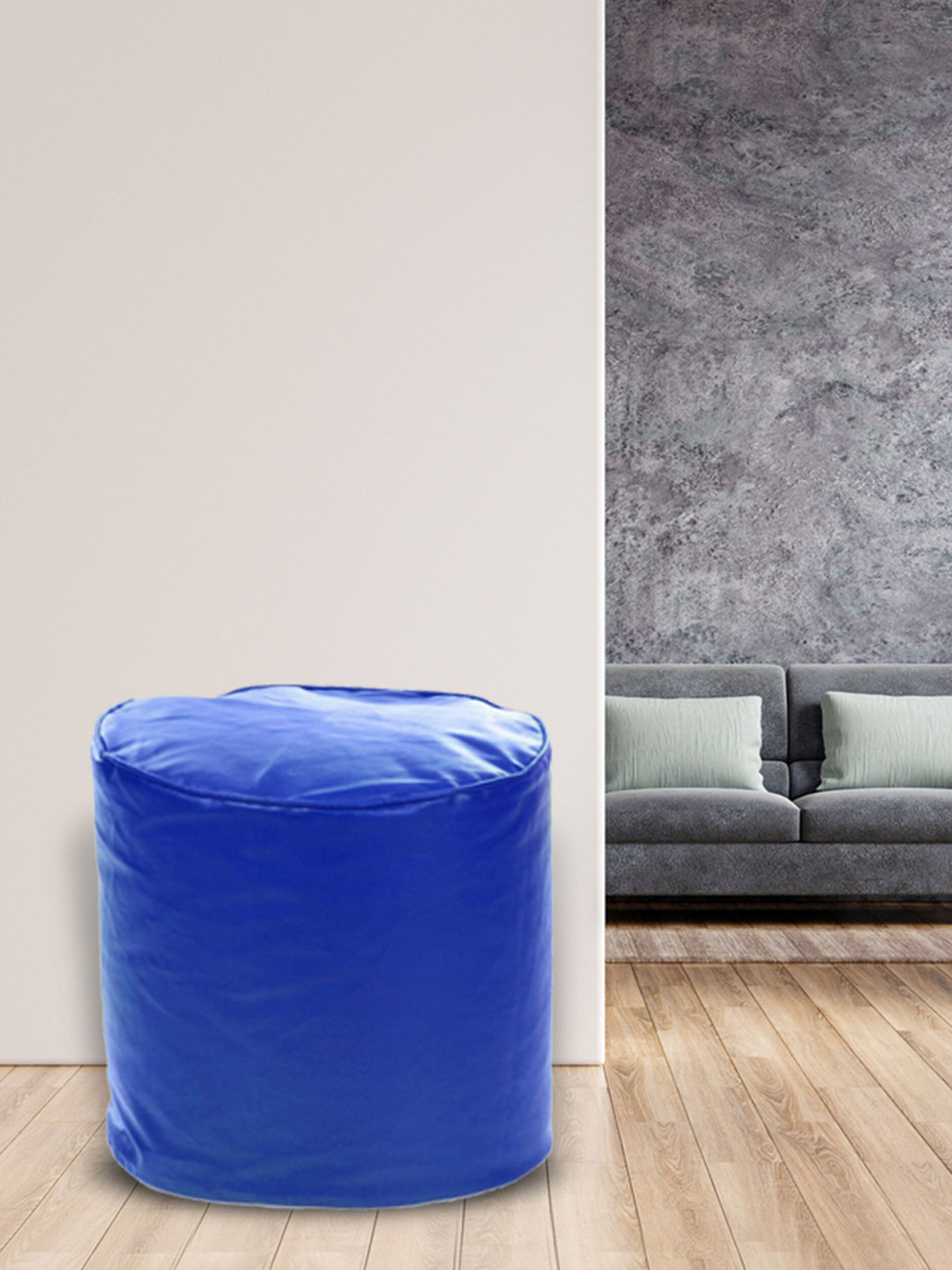 SHIRA 24 Blue Solid Foot Rest Stool Bean Bag Cover