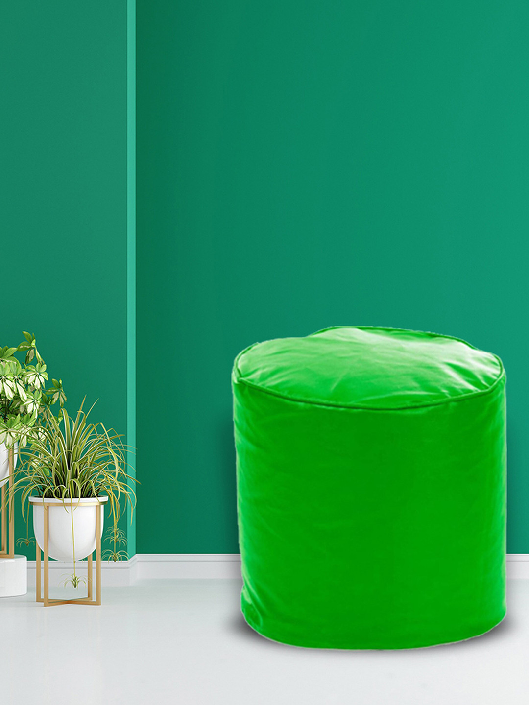 SHIRA 24 Green Solid Round Bean Bag Cover