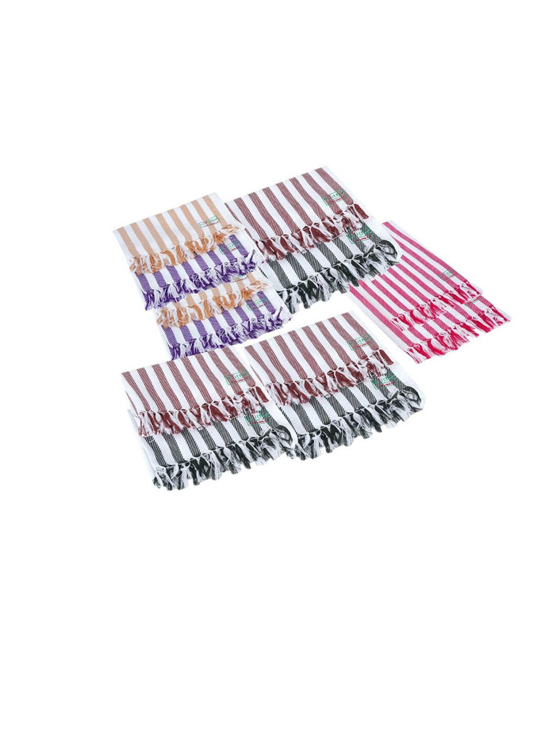Ramraj Pack of 12 Cotton Striped Multicolor 110 GSM Kitchen Towels