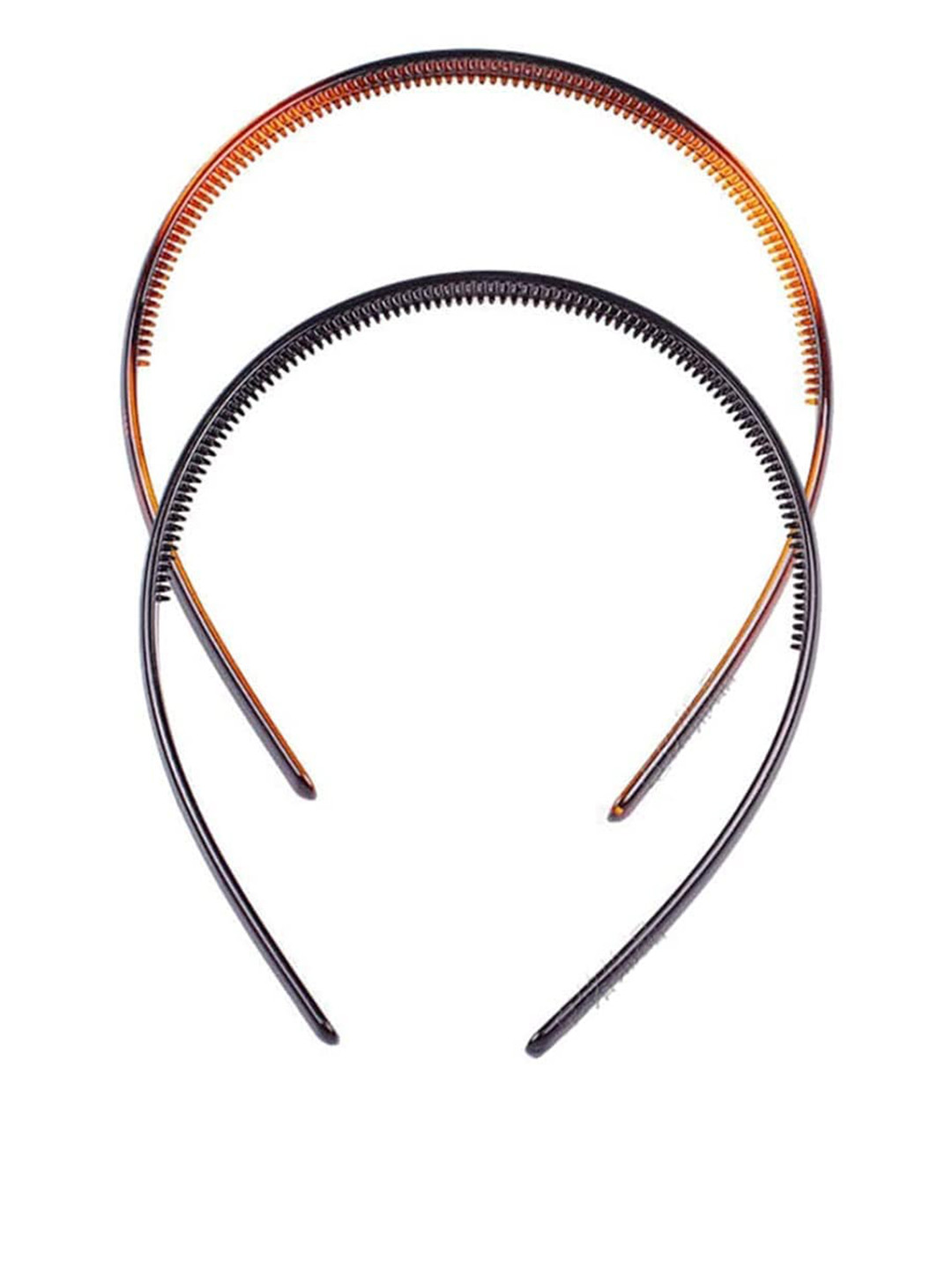 CHRONEX Set of 2 Brown & Black Multi Wavy Plain Texture Hair Bands