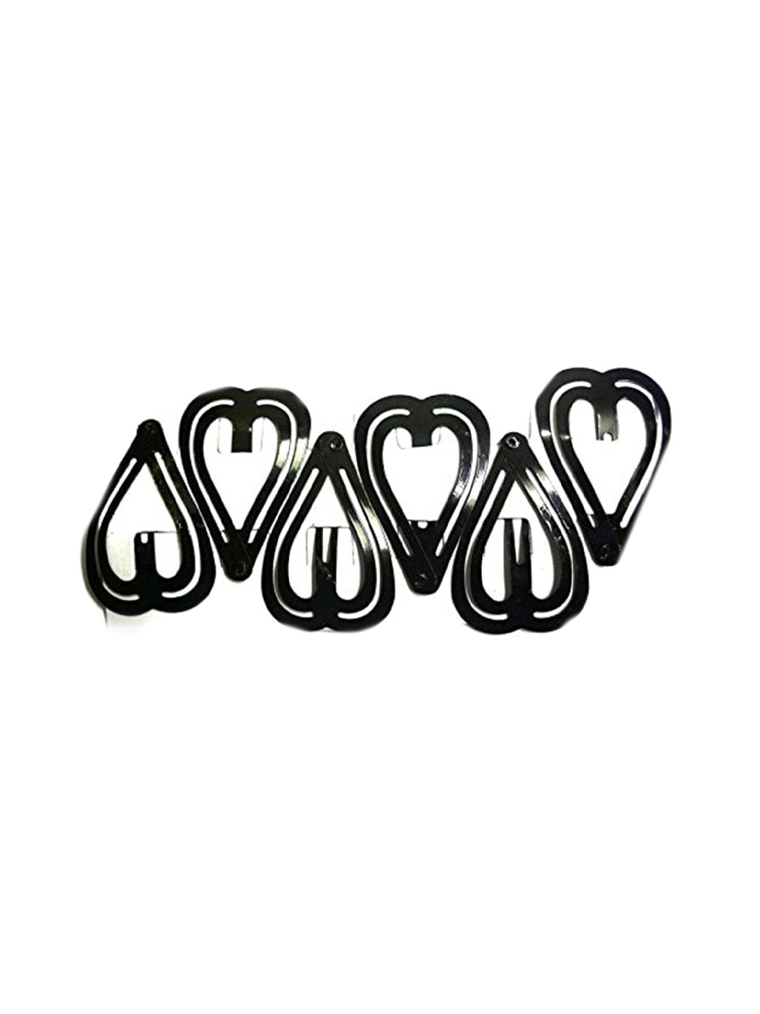 CHRONEX Pack of 12 Metal Heart Shape Black Tic Tac Hair Clips