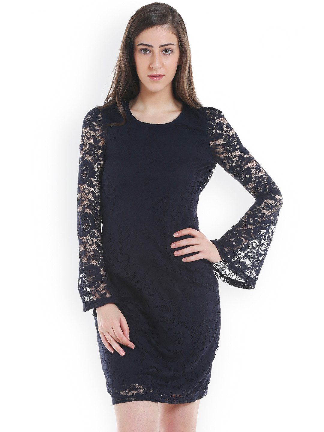 ONLY Women Navy Lace Sheath Dress
