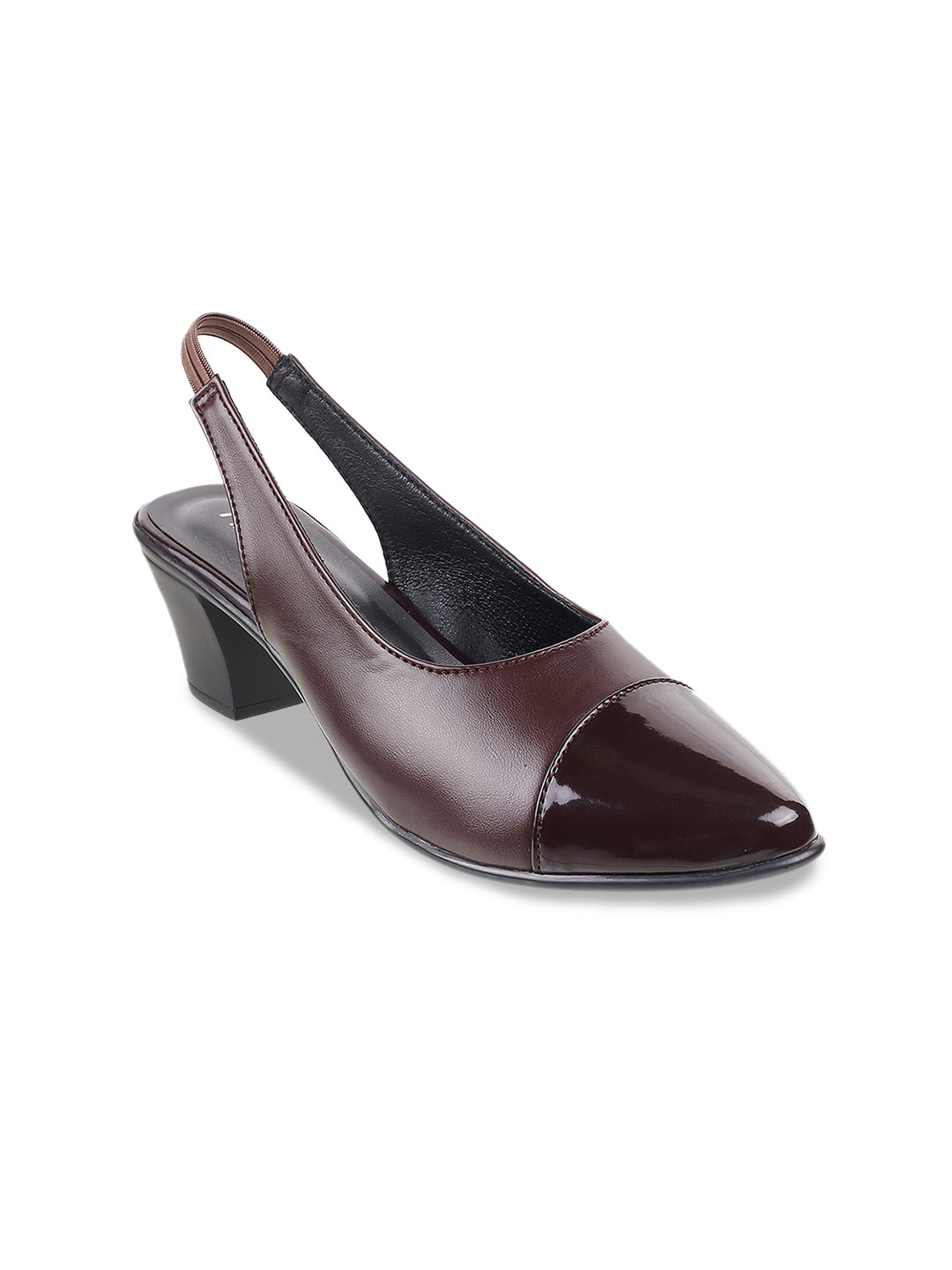 Metro Women Brown Slingback Block Heels