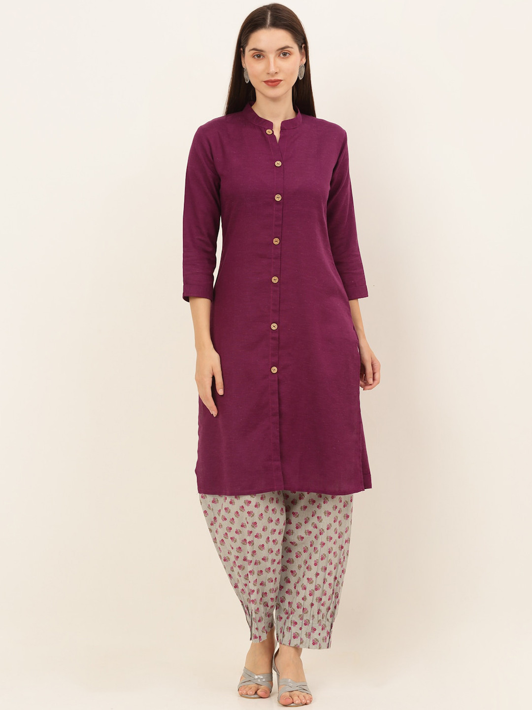 KALINI Women Purple Pure Cotton Kurta with Salwar