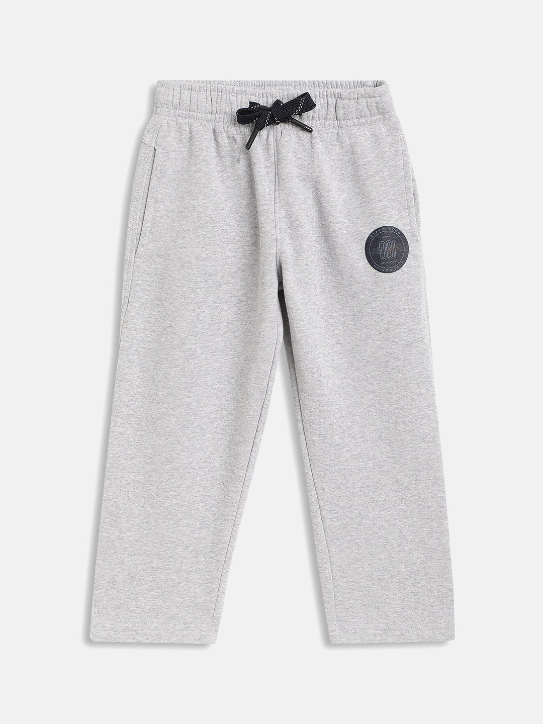 Octave Boys Grey Solid Cotton Drawstring Track Pants