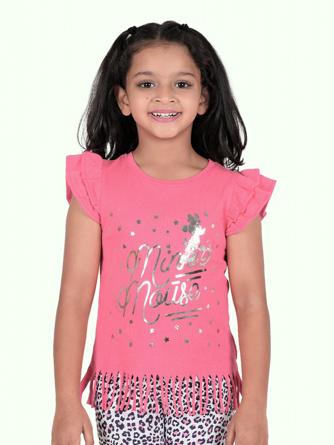 Zalio Girls Pink Minnie Mouse Printed T-shirt