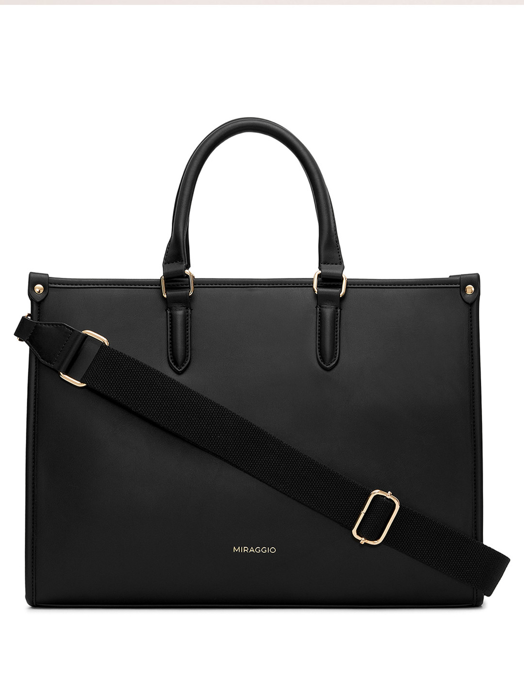 MIRAGGIO Denice Black Tote Bag with Adjustable & Detachable Sling