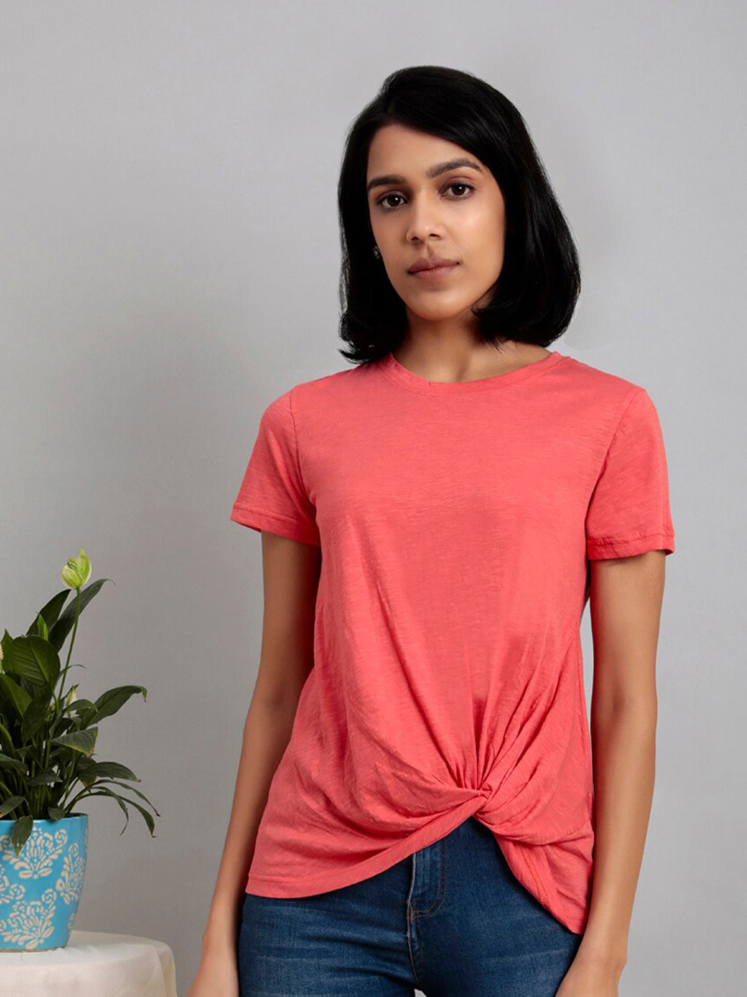 Lake Peace Women Coral Organic Cotton T-shirt