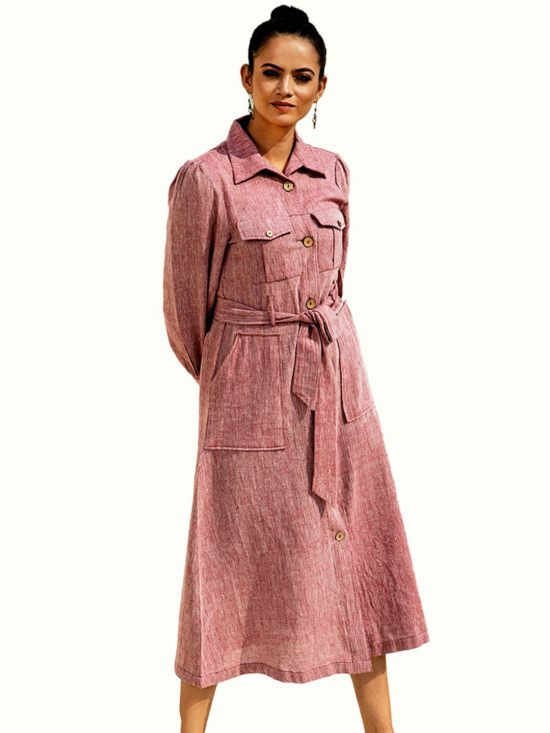 Lake Peace Burgundy Shirt Midi Dress