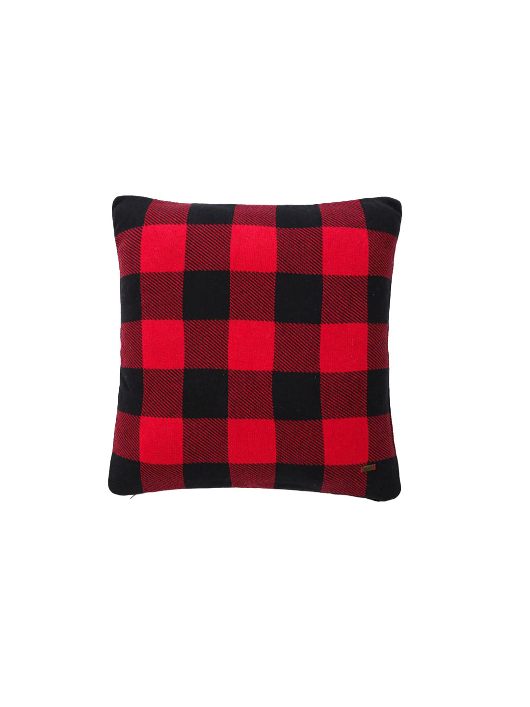 Pluchi Knitted Checked Cotton Square Cushion Covers - 20 x 20 In